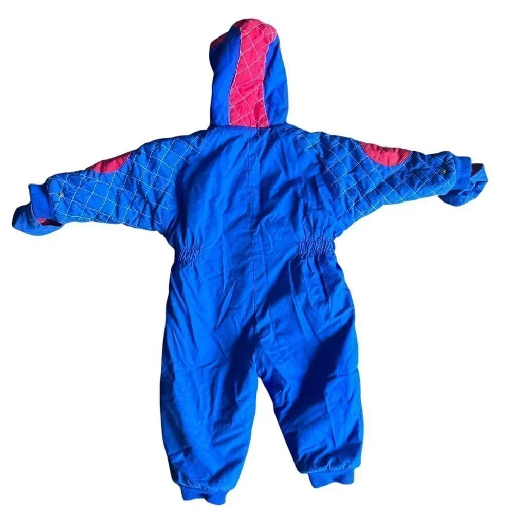 Vintage 90’s Casual Time Colorblock Patchwork Snowsuit Skiing Bear Boys 24 Month